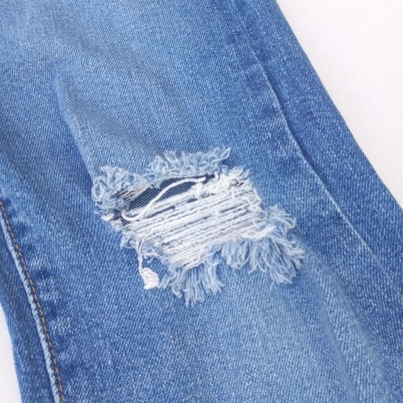 Levi Wedgie Straight Distressed Jeans-Size 25-Button Fly-Medium Wash-Mid Rise - Picture 5 of 11